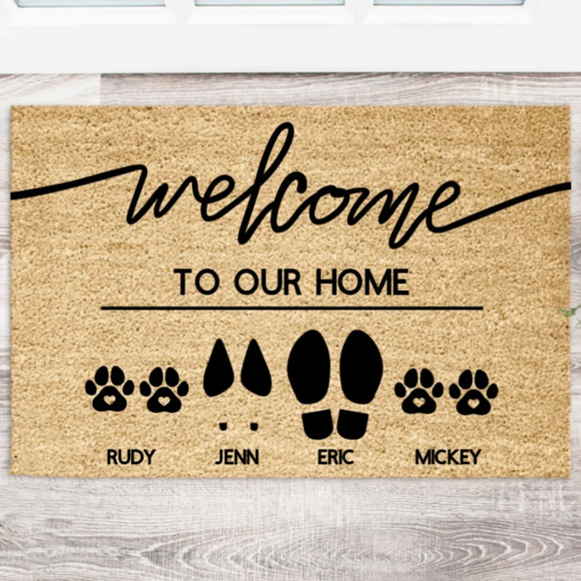 Custom Family And Pet Name Welcome Mat Custom Names Doormat Welcome Mat Housewarming Gift Pet Lover Gift New Home Closing Gift
